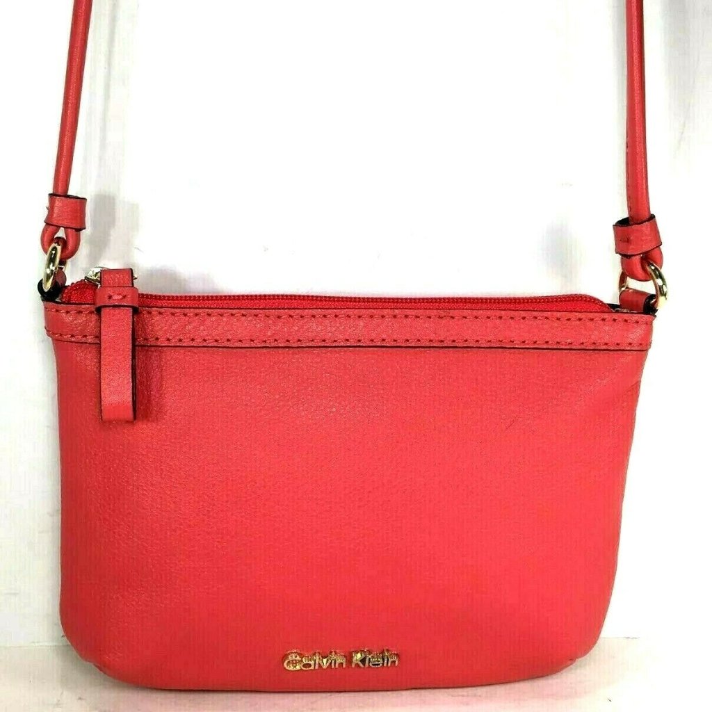 Calvin Klein Small Pink Faux Leather Crossbody Shoulder Bag